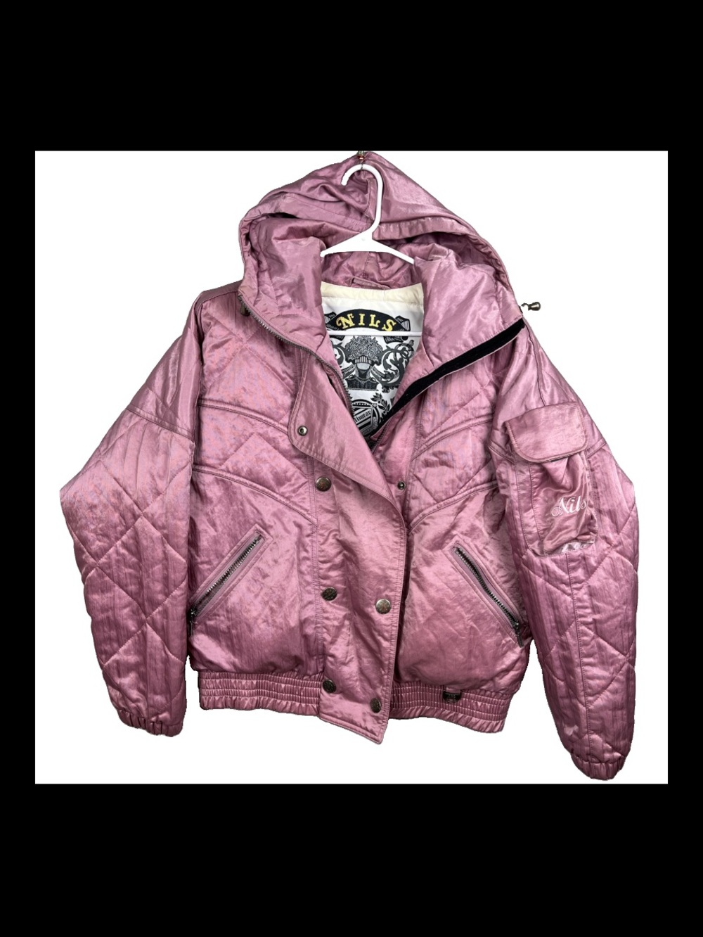 Vintage Nils Skiwear Down Jacket Women’s Size 8 Pink 90s Insulated Ski Snowboard